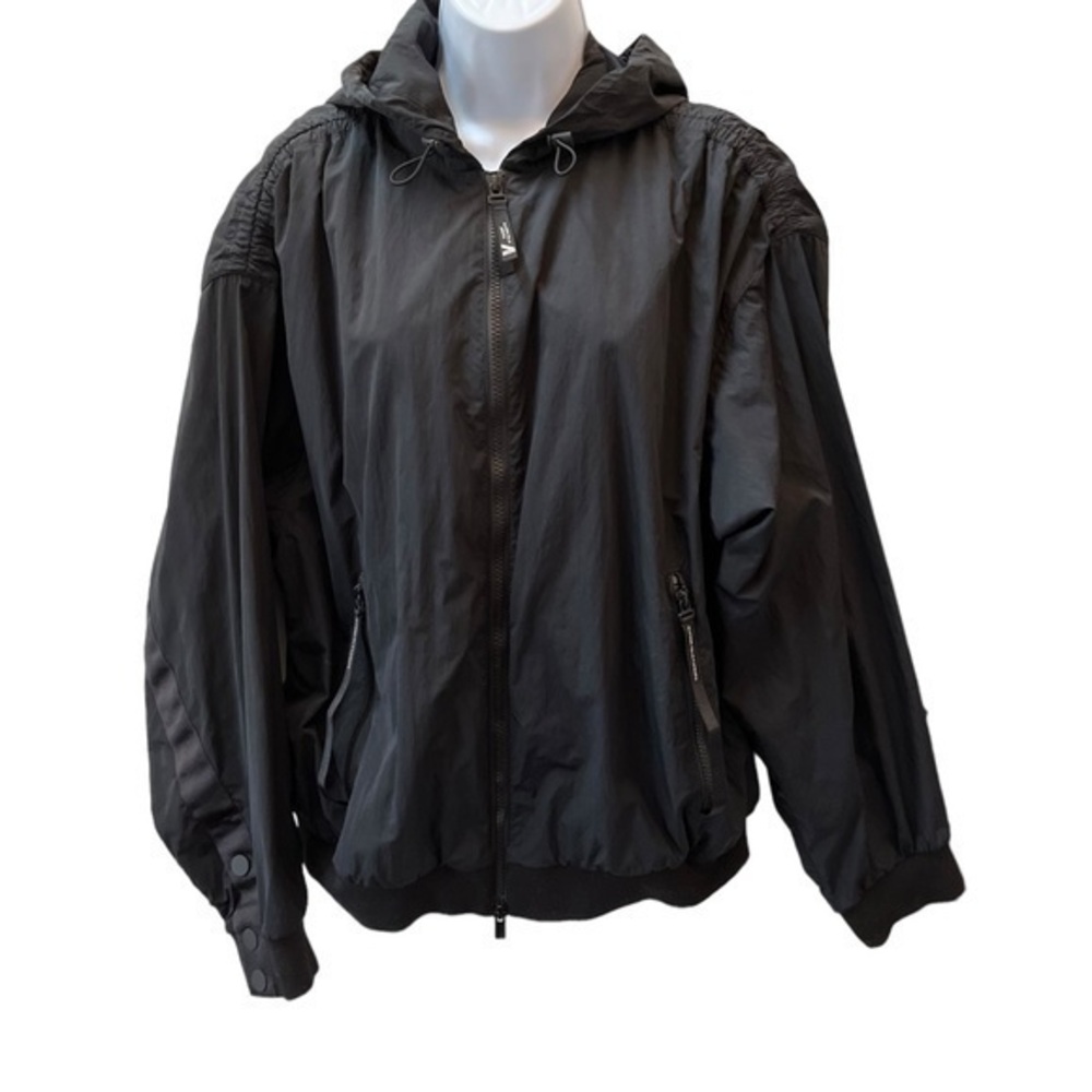 Athleta Allison Felix Jacket Windbreaker Zip Front XS Black Hood
